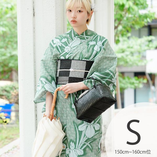 浴衣 単品 レディース Sサイズ utatane 高級変わり織 翡翠に菖蒲 国産生地・国内染色 希少...