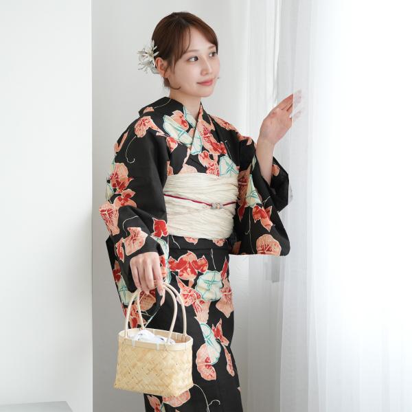 浴衣 レディース セット utatane 高級変わり織 フリーサイズ 綿麻 先染めベージュ 浴衣セッ...