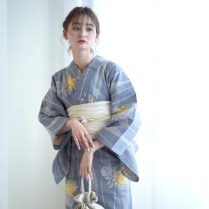 浴衣 レディース セット utatane×注染工房（浴衣/帯/下駄）フリーサイズ 古典柄 レトロ ぼかし にじみ 浴衣3点セット グレーに古典あやめ ●
