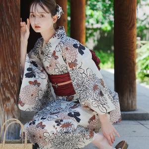 utatane 高級変わり織 浴衣2点セット かすれベージュに乱菊 utatane 浴衣 レディース セット フリーサイズ 高級変わり織 浴衣3点