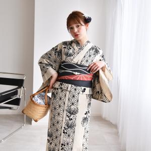 撫松庵 [ 洗える 浴衣 ] 孔雀サボテン（オフシロ/108-337-009-03