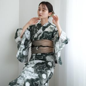 浴衣 レディース セット utatane 有松絞り 浴衣3点セット 抹茶色の梵天 特選 伝統工芸 フリーサイズ 紗献上 単衣帯 浴衣セット（ゆかた・帯・下駄）レトロ ●