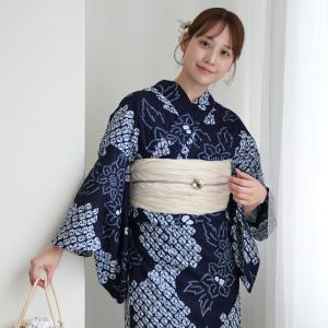浴衣 レディース セット utatane 有松絞り 浴衣3点セット 鬼灯 特選 伝統工芸 フリーサイズ 兵児帯 浴衣セット（ゆかた・帯・下駄）レトロ ●
