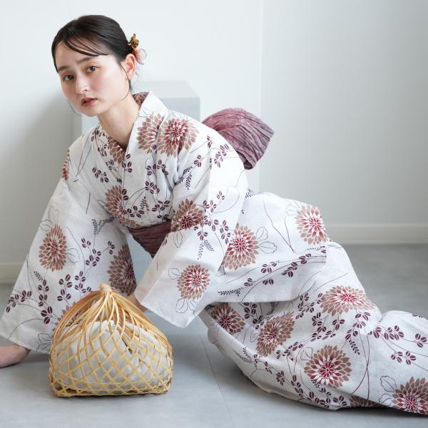 浴衣 レディース セット utatane 高級変わり織 浴衣3点セット 煉瓦色の剣菊と萩 フリーサイ...