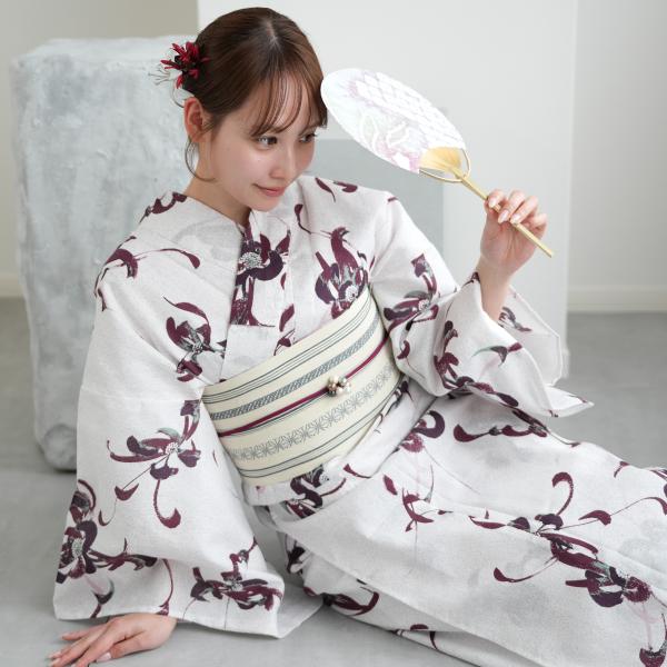 浴衣 レディース セット utatane 高級変わり織 浴衣3点セット 赤紫とグリーンの乱菊 フリー...