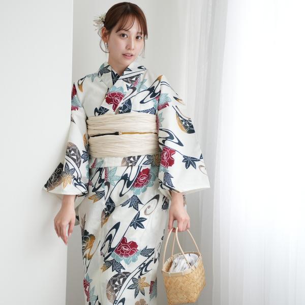 浴衣 レディース セット utatane 高級変わり織 浴衣3点セット 赤と鉄紺の牡丹と御所車 フリ...