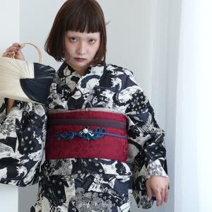 浴衣 レディース セット ニコアンティーク 高級変わり織 浴衣3点セット 幻想戯曲 ブラック フリーサイズ 浴衣セット（ゆかた・帯・下駄）レトロ