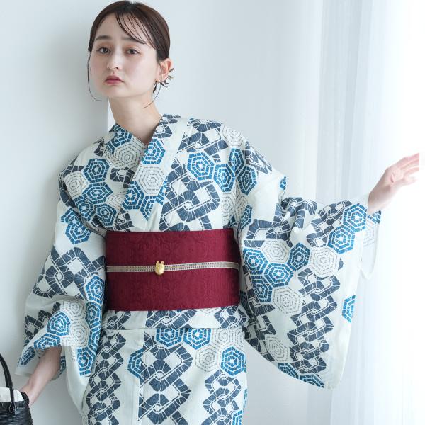 浴衣 レディース セット utatane 高級変わり織 浴衣3点セット ローケツ染め風 きなりに亀甲...