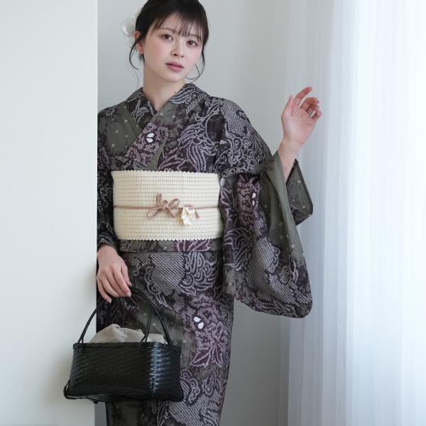 浴衣 レディース セット utatane 有松絞り 浴衣3点セット 宵に唐獅子 フリーサイズ 伝統工...