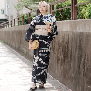 浴衣 レディース セット utatane 浴衣 3点セット 高級変わり織 紺地に金線すずらん フリーサイズ 浴衣・帯・下駄付き 紺 兵児帯 ●