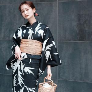 浴衣 レディース セット utatane 浴衣 3点セット 高級変わり織 黒と銀鼠のモダンの余韻 浴衣・帯・下駄付き 兵児帯 ●