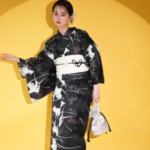 浴衣 レディース セット ニコアンティーク 浴衣 3点セット 高級変わり織 片寄せツバメの残像・ブラック フリーサイズ 浴衣・帯・下駄 黒 兵児帯 ●