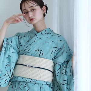 浴衣 レディース セット utatane 浴衣 3点セット 高級変わり織 水鏡きらりメダカ 澄み渡る水底ブルー フリーサイズ 浴衣・帯・下駄 半幅帯 水色 ●