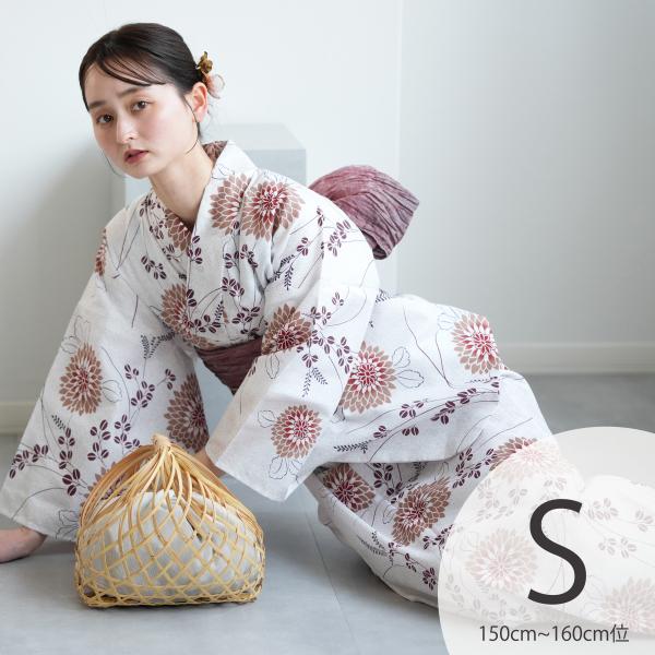 浴衣 レディース セット utatane 高級変わり織 浴衣3点セット 煉瓦色の剣菊と萩 プチ（15...