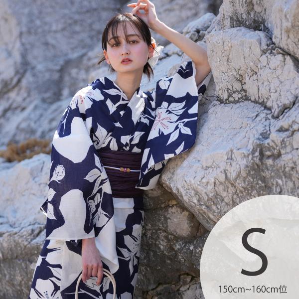 浴衣 レディース セット utatane 高級変わり織 浴衣3点セット 白地に紺の花切り絵 プチサイ...