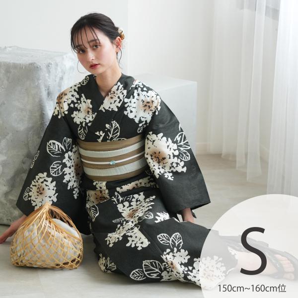 浴衣 レディース セット utatane 高級変わり織 浴衣3点セット 苔色の紫陽花 プチ（150-...