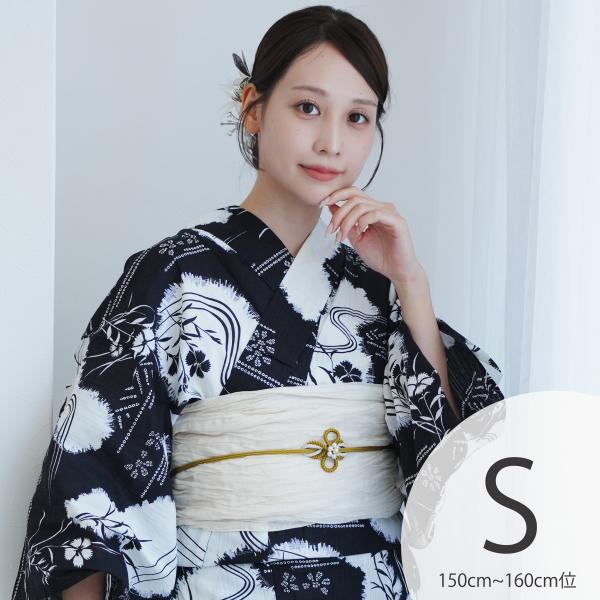 浴衣 レディース セット utatane 高級変わり織 浴衣3点セット 濃紺に撫子瓢箪 プチサイズ（...