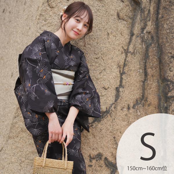 浴衣 レディース セット utatane 高級変わり織 浴衣3点セット 黒地にシックな松花火 プチ（...