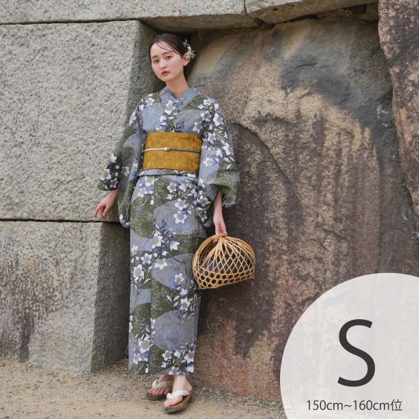 浴衣 レディース セット utatane 高級変わり織 浴衣3点セット 深緑と薄青の砂よろけに桔梗 ...