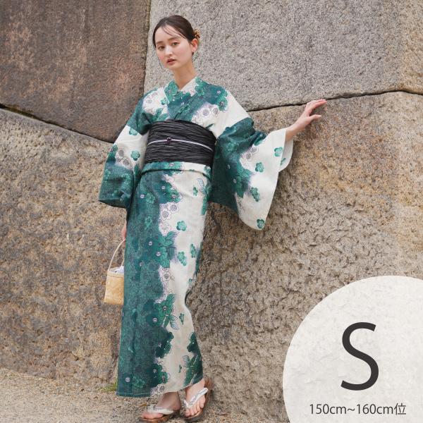 浴衣 レディース セット utatane 高級変わり織 浴衣3点セット グリーンの染分け梅つばき プ...