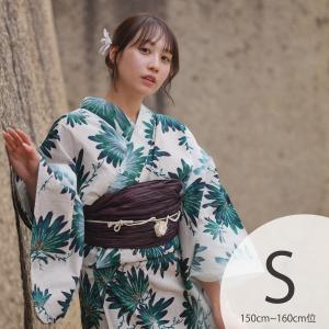 浴衣 レディース セット utatane 高級変わり織 浴衣3点セット 溶け込むグリーンの大輪の花 プチ（150-160cm）Sサイズ 浴衣セット（ゆかた・帯・下駄）小さい