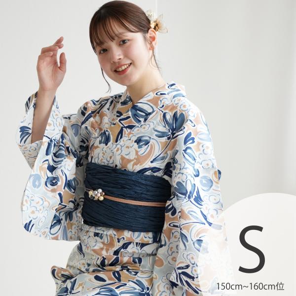 浴衣 レディース セット ニコアンティーク 高級変わり織 浴衣3点セット フロスティブルーの花 プチ...