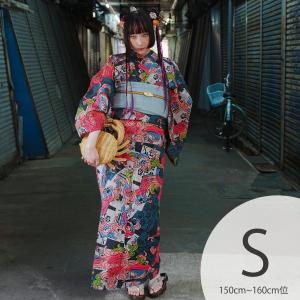 浴衣 レディース セット Sサイズ ニコアンティーク 浴衣 3点セット 高級変わり織 ミッドナイト・レイヴ 浴衣・帯・下駄付き 小さい 低身長 兵児帯 ●