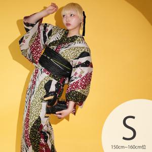 浴衣 レディース セット Sサイズ ニコアンティーク 浴衣3点セット 高級変わり織 アニマル・アナーキー レッド 浴衣・帯・下駄 小さい 低身長 赤 猫 ●