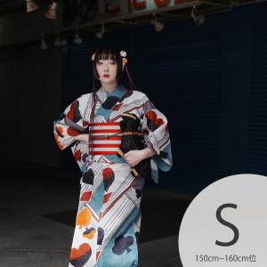 浴衣 レディース セット Sサイズ ニコアンティーク 浴衣 3点セット 高級変わり織 少女エースの昼下がり・ディープラム 浴衣・帯・下駄 小さい 低身長 ●