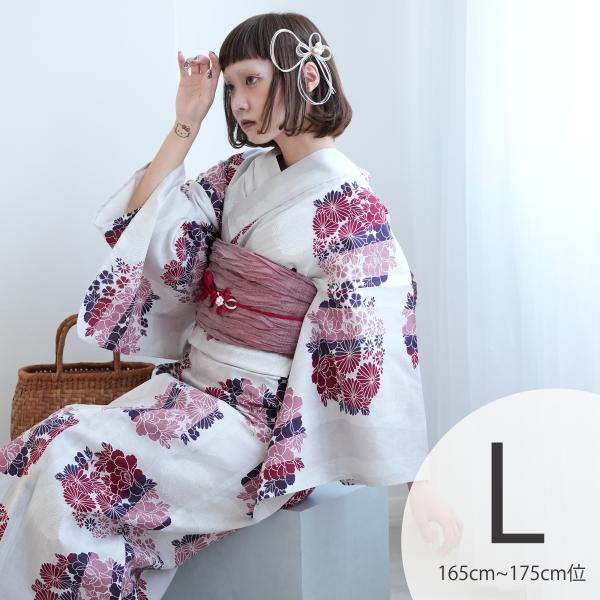 浴衣 レディース セット ニコアンティーク 高級変わり織 浴衣3点セット えんじの花輪よろけ縞 トー...