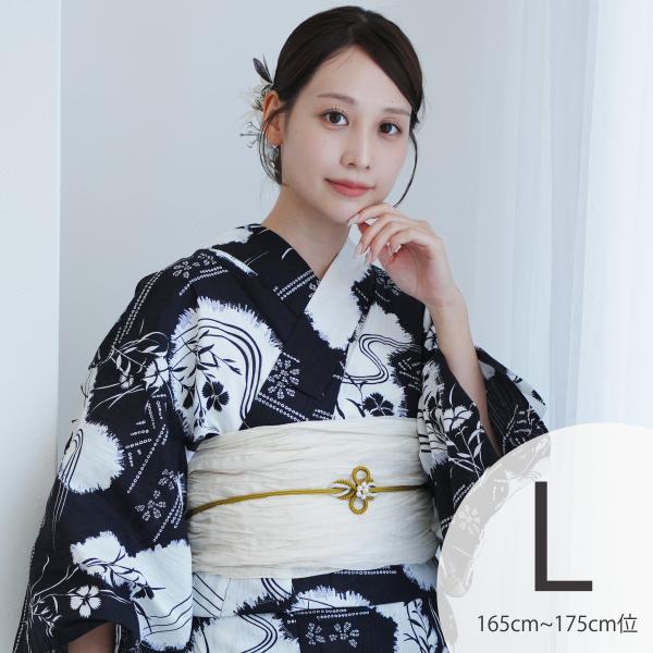 浴衣 レディース セット utatane 高級変わり織 浴衣3点セット 濃紺に撫子瓢箪 トールサイズ...