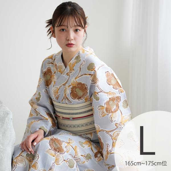 浴衣 レディース セット utatane 高級変わり織 浴衣3点セット ブルーグレーに椿唐草 トール...