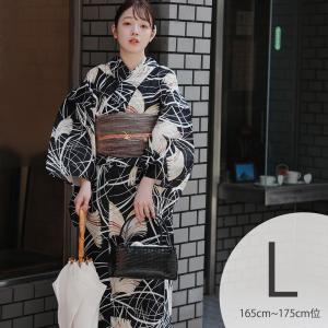 浴衣 レディース セット トールサイズ utatane 浴衣 3点セット 高級変わり織 黒地に琥珀色のすすき 浴衣・帯・下駄 高身長 大きい 裄丈長め 黒 兵児帯
