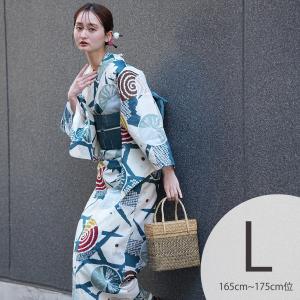 浴衣 レディース セット トールサイズ utatane 浴衣 3点セット 高級変わり織 ターコイズ籠目とモダン渦巻 浴衣・帯・下駄 高身長 大きい 裄丈長め ●