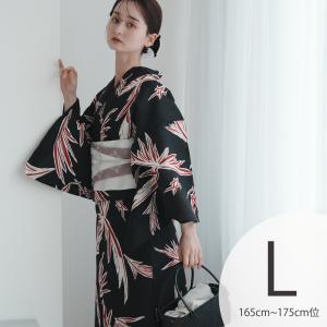 浴衣 レディース セット トールサイズ utatane 浴衣 3点セット 高級変わり織 黒と赤のモダンの余韻 浴衣・帯・下駄付き 高身長 大きい 裄丈長め 黒 赤 ●