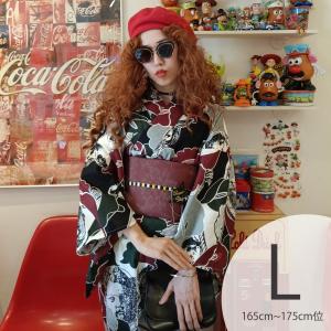 浴衣 レディース セット トールサイズ ニコアンティーク 浴衣 3点セット 高級変わり織 チェリー・ドール・ジャンク 浴衣・帯・下駄 高身長 大きい L ●