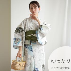 浴衣 レディース セット utatane 高級変わり織 浴衣3点セット ラムネ色の扇面と儚い花 ゆったりサイズ 3Lサイズ 浴衣セット（ゆかた・帯・下駄）大きい 広幅