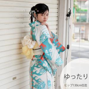 浴衣 レディース セット 3L ニコアンティーク×せきやゆりえ コラボ 浴衣3点セット Burning Eyes クリーム 浴衣・帯・下駄 ゆったり 大きい 広幅 ●