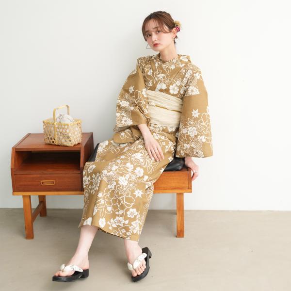 浴衣 レディース セット utatane セパレート 二部式浴衣3点セット 珈琲ミルクの古典花 フリ...