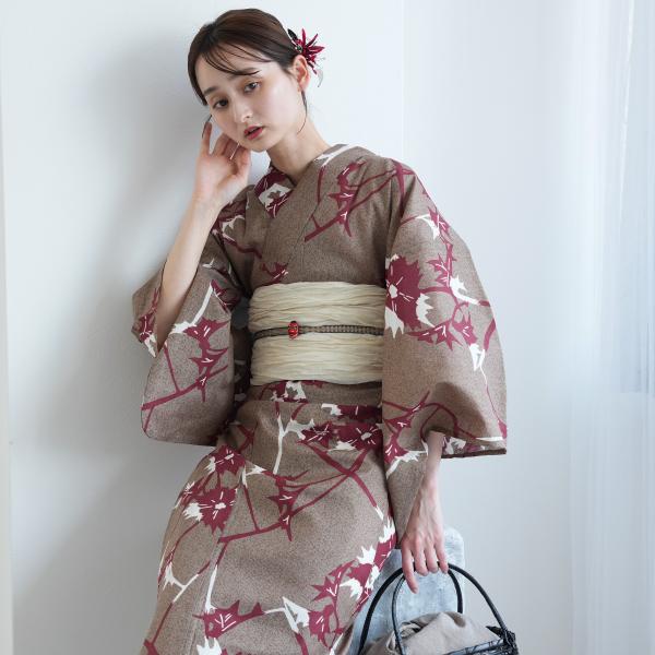 浴衣 レディース セット utatane セパレート 二部式浴衣3点セット ココアと赤茶のあざみ砂嵐...