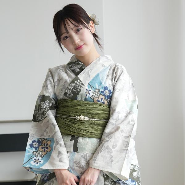 浴衣 レディース セット utatane セパレート 二部式浴衣3点セット ラムネ色の扇面と儚い花 ...