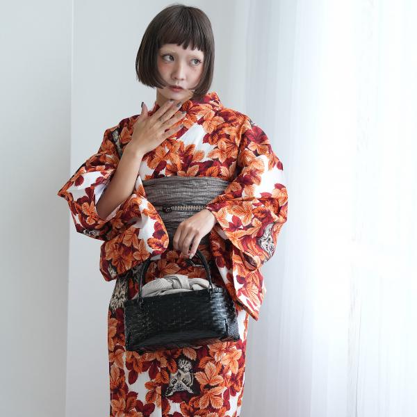 浴衣 レディース セット ニコアンティーク セパレート二部式 3点セット（ゆかた上下・帯・下駄） 梟...