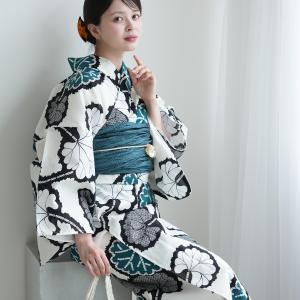浴衣 レディース セット セパレート 簡単 utatane 二部式 浴衣3点セット ターコイズのつらなり疋田 フリーサイズ 浴衣（ゆかた上下）・帯・下駄 白 水色 ●