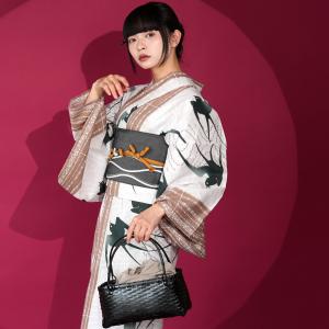 浴衣 レディース セット セパレート 簡単 二部式 ニコアンティーク 浴衣3点セット 染め分け燕の余白・ベージュ フリーサイズ ゆかた上下・帯・下駄 ●