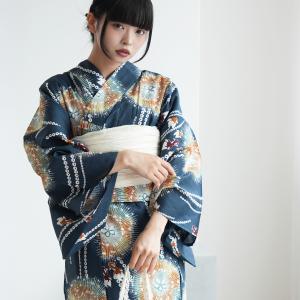 浴衣 レディース セット セパレート 簡単 二部式 ひよこ商店 3点セット 宵花火に金魚・鉄紺 フリーサイズ ゆかた上下・帯・下駄 おはじきシールプレゼント中 ●