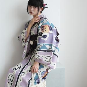 浴衣 レディース セット セパレート 簡単 二部式 ひよこ商店 3点セット 彩葉に橘・パープル フリーサイズ ゆかた上下・帯・下駄 おはじきシールプレゼント中 ●