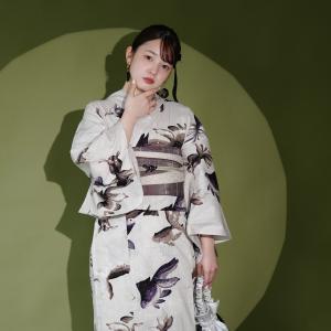 浴衣 レディース セット セパレート 簡単 二部式 ニコアンティーク 浴衣3点セット 儚い金魚と水の泡・ブラック フリーサイズ ゆかた上下・帯・下駄 黒 ●