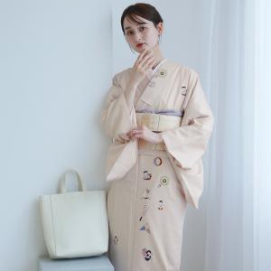着物 袷 ポリ 単品 絵羽 ニコアンティーク 干支飾り・さくら 仕立て上がり 附下風 日本製 レトロ レディース ポリエステル つるし飾り柄 干支 吉兆柄