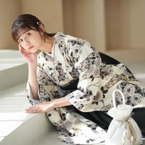 袴 卒業式 購入 2尺袖着物 袴 2点セット ひよこ商店 古典柄 レトロ アンティーク系 袴セット 卒業式 花 グレー系