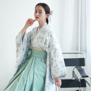 袴 中古 販売 卒業式 着物と袴の2点セット リサイクル着物セット 二尺 utatane 袴91cm 95cm 袴セット 重ね衿縫い付済 ブルーグレー 水色 レトロ 販売 購入